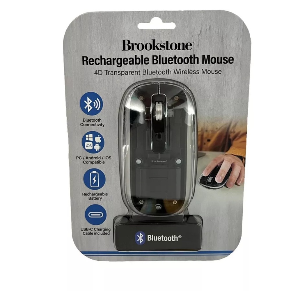Rechargeable Bluetooth Mouse 4D Transparent Brookstone - Picture 2 of 7